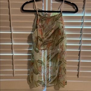 BCBGeneration Palm Crop Tank with sheer panels